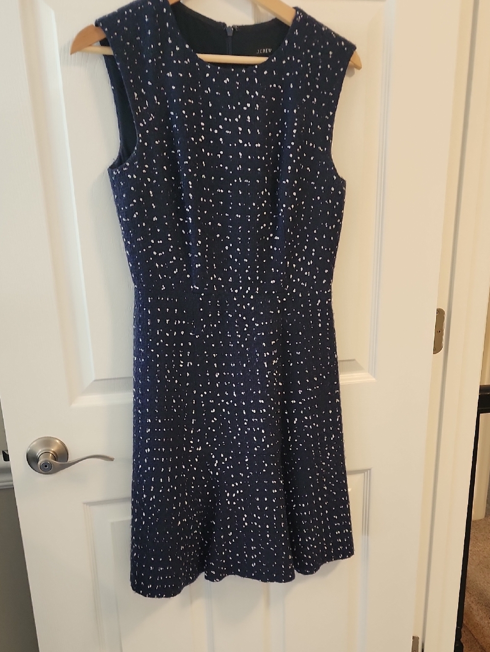 J. Crew Navy Mini Dress with White Speckle Print